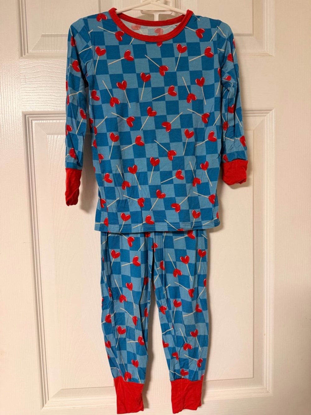 Bamboo Kids Blue & Red Heart-Print Pajama Set